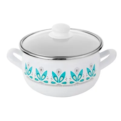 Produktbild von TOPF 4,2 l Deckel Emaille Emailletopf Induktion Retro Kochtopf PLESZEW CAMELLIA