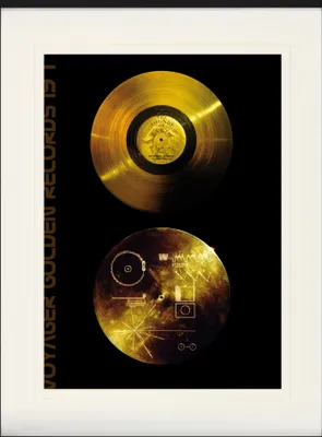 Obrázek produktu pro Obraz v rámu s paspartou | Wall Art | V rámu - Klänge Der Erde, Voyager Golden Records (80 x 60 cm)