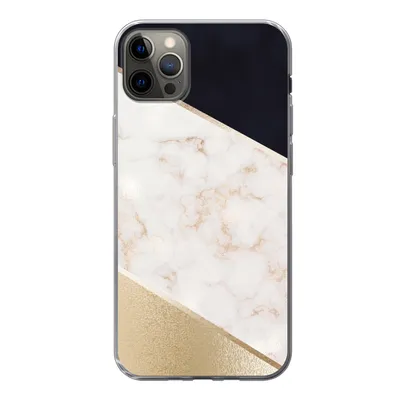 Produktbild von MuchoWow® Handyhülle Schutzhülle Hülle für iPhone 12 Pro Max Marmor - Gold - Rosa Silikon Softcase Handy Hülle - Hartschale