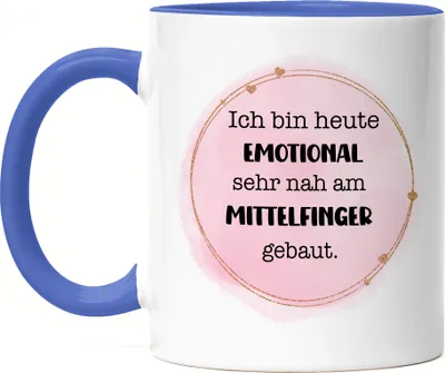 Produktbild von Ich bin heute emotional sehr nah am Mittelfinger gebaut Tasse Blau Lustig Sarkasmus Büro Mitarbeiterin Kollegin
