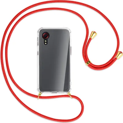 Produktbild von Handykette Backcover-Schutzhülle mit Band (Metall goldfarben) für Samsung Galaxy Xcover 5 (G525) - rot