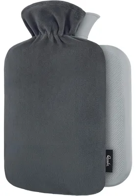 Produktbild von Wärmflasche Wärmekissen Wärmeflasche - 2 Liter - Fleece-Bezug - Dunkelgrau - Für Menstruationskrämpfe