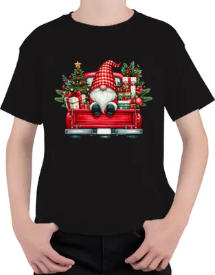 Produktbild von Weihnachtszwerg Truck Wichtel Gnom - Weihnachten Xmas Christmas Uni Kinder T-Shirt, Schwarz, 128