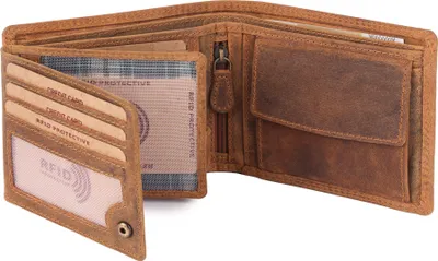 Produktbild von Benthill Geldbörse Herren Echt Leder - Portemonnaie mit RFID-Schutz - Männer Geldbeutel - Portmonee