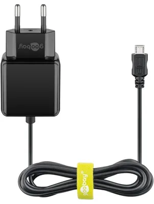 Immagine prodotto di Goobay 49603 Adattatore di alimentazione micro USB (15 W), nero, 1,5 m - Caricatore universale per dispositivi con connessione micro USB