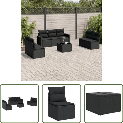 Produktbild von The Living Store 8-tlg. Garten-Sofagarnitur mit Kissen Schwarz Poly Rattan