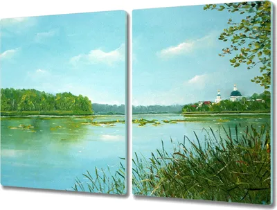 Produktbild von Coloray Herdabdeckplatte 2x40x52 cm Schneidebrett Kochplattenabdeckung Küchenbrett Hackbrett - Lake Forest Natur