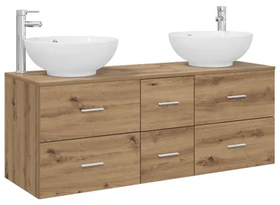 Immagine prodotto di vidaXL Set di mobili da bagno, 3 pezzi, effetto legno artigianale rovere, 49,5 x 44,5 x 65 cm