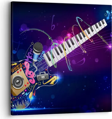 Produktbild von Bild auf Leinwand - Leinwandbild - Gitarre Instrument Musik Notiz - 40x40cm - Wand Bild - Wanddeko - Leinwanddruck - Bilder - Kunstdruck - Wanddekoration - Leinwand bilder - Wandkunst - AC40x40-2724