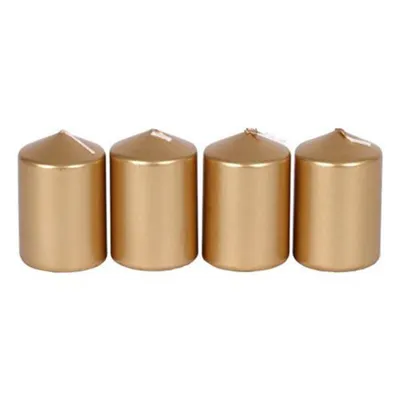 Produktbild von Metallic-Stumpenkerzen gold 4er-Set Adventskerzen Weihnachtskerzen Tischdeko