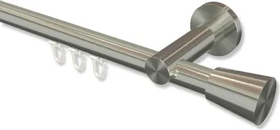 Produktbild von Interdeco Innenlaufstange, Gardinenstange mit Innenlauf Edelstahl-Optik Modell Platon Sitra, 20 mm Ø 1-läufig, 320 cm (geteilt)