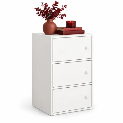 Image de Meuble blanc compact à 3 étages  - un rangement pratique pour tous les intérieurs