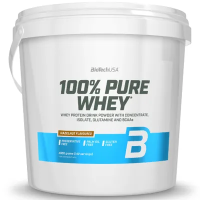 Immagine prodotto di BioTech USA 100% Pure Whey 4000 g nocciola / Proteine del siero di latte / Deliziose proteine del siero di latte arricchite con bromealina e aminoacidi extra