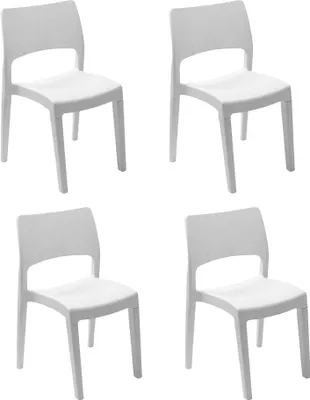Produktbild von Dmora Stapelstuhl Tropea Weiß 4er-Set, Outdoor