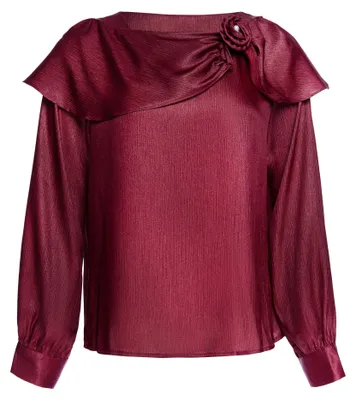 Produktbild von Rote Damen Bluse aus Polyester mit U-Boot-Ausschnitt, reguläre Passform, Größe S