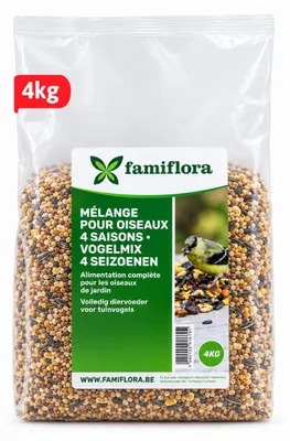 Produktbild von Famiflora Winter-Streufutter - 4kg - 4-Jahreszeiten-Mischung - energiereich - Winterfutter für Gartenvögel - Vogelfutter