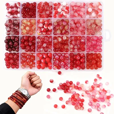 Produktbild von Glasperlen 400 Stück, 24 Farben, 8 mm, für Schmuckherstellung