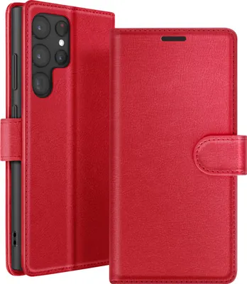 Zdjęcie produktu dla Zanaé, etui portfelowe Samsung Galaxy S22 Ultra z podstawką, czerwone