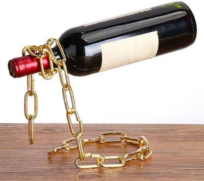 Image de Support métallique doré en une seule pièce pour bouteilles - design élégant - 24 x 14 x 19,5 cm