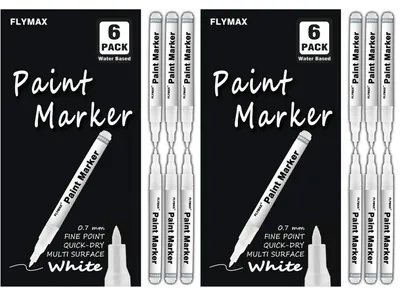 Image de Marqueur permanent blanc, pointe extra-fine de 0,7 mm, acrylique, résistant à l'eau, opaque, lot de 12