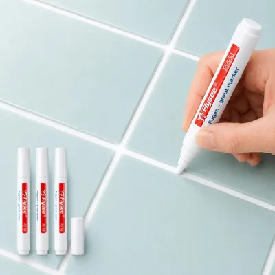 Produktbild von 3-er Set Fugenstift Weiß, wasserfester Fugenmarker zum Auffrischen & Reparieren von Fliesenfugen, schnell trocknend, ideal für Bad, Küche & WC, H0126