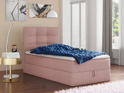 Produktbild von Boxspringbett Best Mini mit Bettkasten und Matratzentopper - Einzelbett mit Bonell-Matratze und Topper, Polsterbett, Bett, Schlafzimmer (Pink (Inari 52), 90 x 200 cm)
