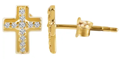 Produktbild von Gold Ohrstecker, 333er (8 Karat), Gelbgold, Kreuz, Zirkoniabesatz