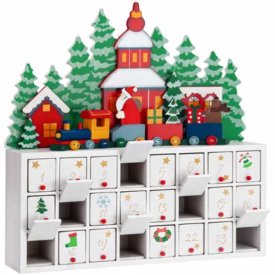 Image de Spielwerk® Calendrier de l'Avent en Bois Réutilisable 'Forêt enneigée'