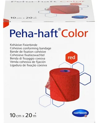Produktbild von HARTMANN Peha-haft Color Fixierbinde latexfrei 10 cm x 20 m rot, 1 St. Binde