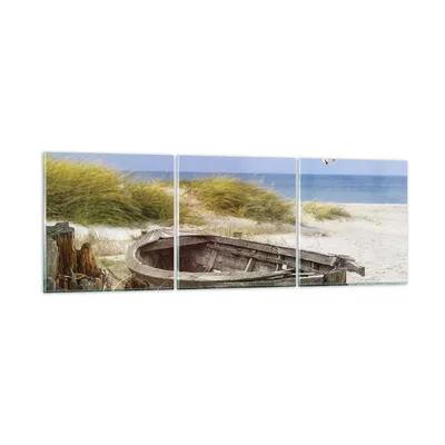 Produktbild von Bilder auf glas - 3 Teile - Strand Möwen £ódŸ - 90x30cm - Glasbilder - Wandbilder - Bilder - zum Aufhängen bereit - Wanddekoration aus Glas - Glas Bilder - Wandbild auf Glas - GCA90x30-4170