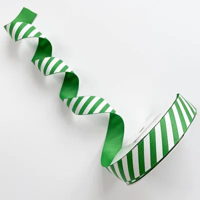 Weihnachtsband Candy-Streifen, Grün, 22 mm x 1 m, Polyester