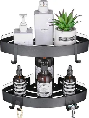 Produktbild von Eckregal Aluminium schwarz 2er Pack dusche Wandhalterung