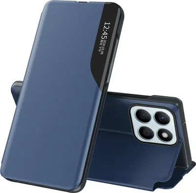 Image de Etui pour Honor X8B, étui en cuirPolyuréthaneavec fenêtre et fonction stand bleu