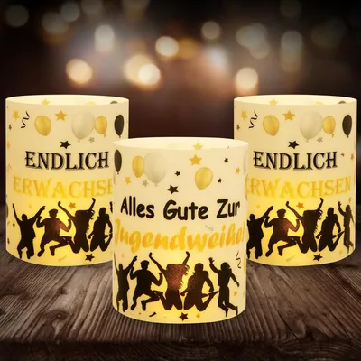 Produktbild von Tischdeko Jugendweihe, Seutgjie Deko Jugendweihe Junge Mädchen 12 Windlichter Tischdeko Personalisiert für Teelichter oder Kerzen