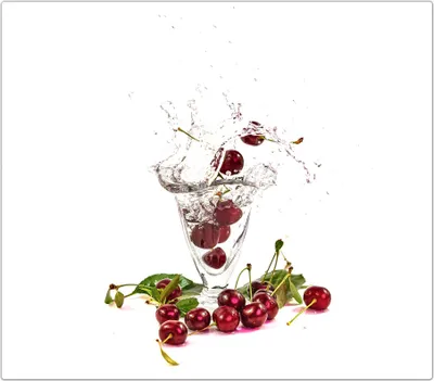 Produktbild von Spritzschutz Herdabdeckplatte Schneidebrett aus Glas Himbeeren in Wasserglas 1-Teilig (60x52cm)