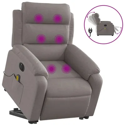 Produktbild von vidaXL Elektrischer Massagesessel mit Aufstehhilfe Taupe Stoff