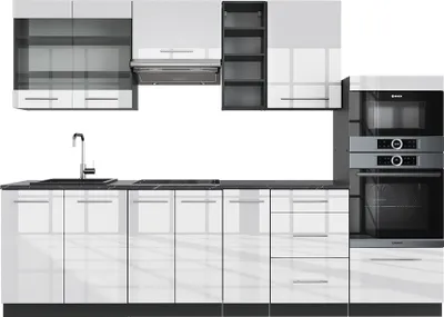 Immagine prodotto di Cucina componibile Vicco Fame-Line Bianco lucido/antracite 280 cm senza piano di lavoro, Model 36421