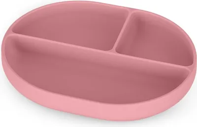 Image de Assiette en silicone à compartiments ovale rose 6m+ PETITE&MARS