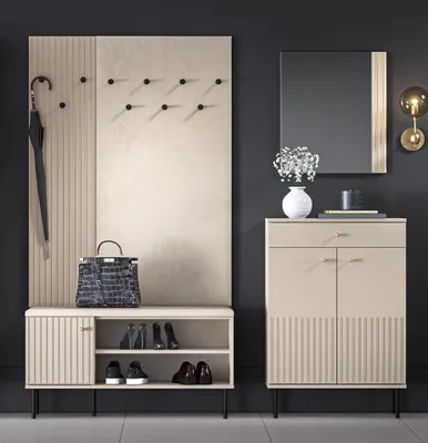 Produktbild von Marmex Garderoben-Set SOPHIE SET H Schuhschrank mit Sitzbank Kommode SpiegelCashmere