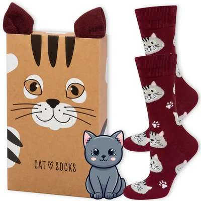 Produktbild von Lustige Herren-Socken aus Baumwolle mit Katzenmotiv, Größe 40-45 von SOXO, Geschenke für Männer zum Geburtstag