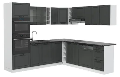 Produktbild von Eckküche Vicco R-Line Anthrazit Landhaus/Weiß 247 x 237 cm, AP Anthrazit, Model 42201
