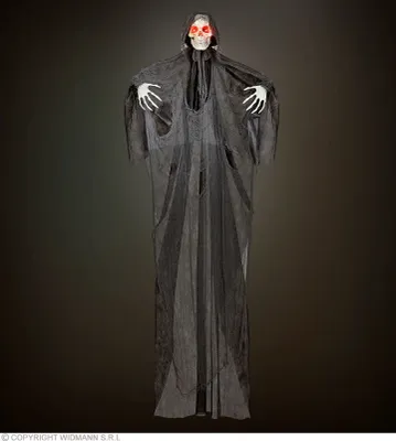 Produktbild von WIDMANN Deko Sensemann mit blinkenden LED-Augen & Geräuschen inkl. Batterien schwarz 240cm