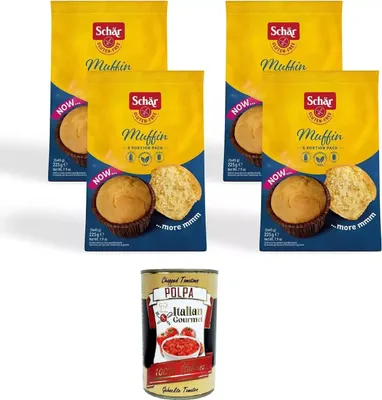 Produktbild von Schar Muffin senza glutine, senza olio di palma e senza conservanti Glutenfreie Muffins, ohne Palmöl und ohne Konservierungsstoffe 4x225gr + Italian Gourmet polpa 400g