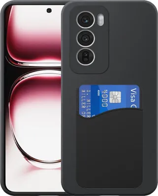 Image de Adaptée à la coque du téléphone Oppo Reno 12 avec porte-cartes en silicone - Coque arrière flexible en silicone TPU avec porte-cartes en silicone - Noir - Smartphonica