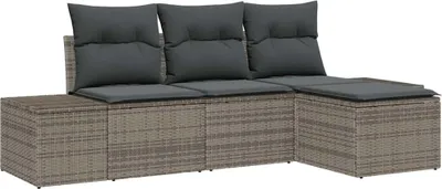 Produktbild von vidaXL Sofa Set 4 stk. Grau [Synthetisch]: Poly Rattan