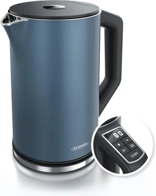 Produktbild von Edelstahl Wasserkocher mit Temperatureinstellung 40–100°C, 1,5L, 2200W, Doppelwand, Warmhaltefunktion,BPA-frei,Teekocher mit LED-Anzeige,Kupfer Design