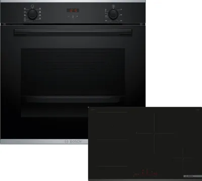 Bosch Einbau-Backofen-Set HBDPAL383, bestehend aus Einbau-Backofen HBA234BB3 und Clip-Auszug HEZ538000 und Induktionskochfeld PVS83KHC1E