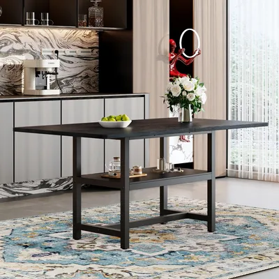 Produktbild von Rechteckiger Esstisch 160 cm, schwarz, Industriedesign, mit Ablagefach, 4-6 Personen