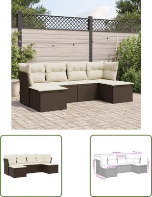 Produktbild von The Living Store 6-tlg. Garten-Sofagarnitur mit Kissen Braun Poly Rattan