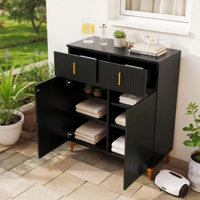 Productafbeelding van Kledingkast, zwart, modern design, ruimtebesparend meubel